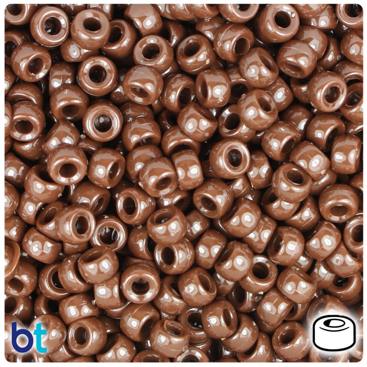 BeadTin Chocolate Opaque 6.5mm Mini Barrel Plastic Pony Beads (1000pcs)